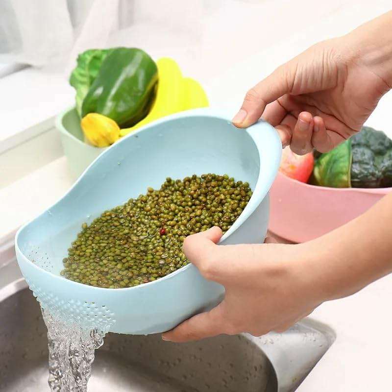 Rice Sieve Plastic Colander Kitchen Drain Basket with Handles Rice Bowl Strainer Strainer Basket Sink Drain Kitchen Tools (pink) - Image 5