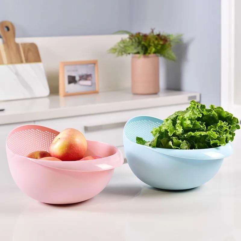 Rice Sieve Plastic Colander Kitchen Drain Basket with Handles Rice Bowl Strainer Strainer Basket Sink Drain Kitchen Tools (pink) - Image 7