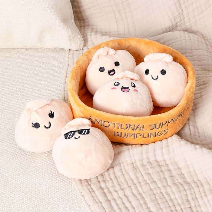 Emotional Support Dumplings by Relatable, Cuddly Stuffed Animals and Toys, Squishy Toys and Plushies, Great Gift Ideas for Loved Ones of All Ages, Includes 5 Plushies with Carrying Basket - Image 2
