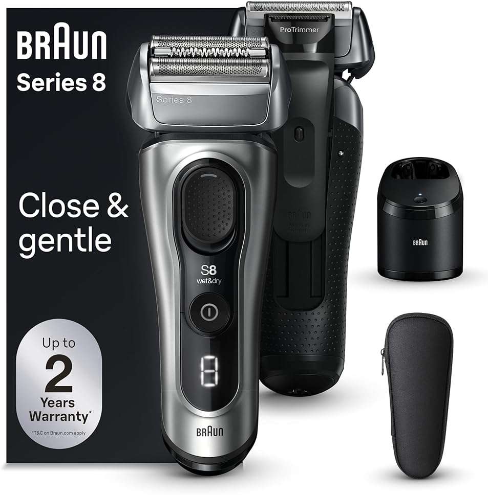 Braun Series 8 8567cc Electric Razor for Men, 4+1 Shaving Elements & Precision Long Hair Trimmer, 5in1 SmartCare Center, Close & Gentle Even on Dense Beards, Wet & Dry Electric Razor, 60min Runtime - Image 1