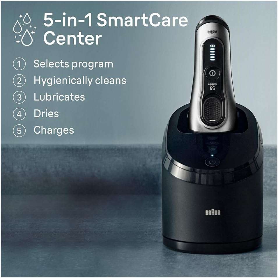 Braun Series 8 8567cc Electric Razor for Men, 4+1 Shaving Elements & Precision Long Hair Trimmer, 5in1 SmartCare Center, Close & Gentle Even on Dense Beards, Wet & Dry Electric Razor, 60min Runtime - Image 5