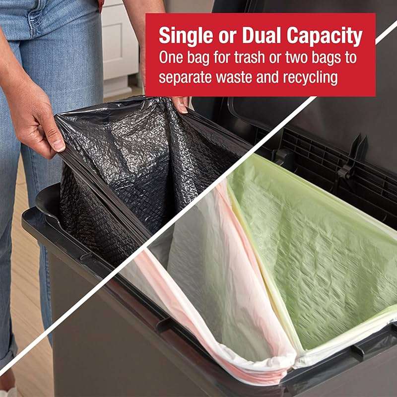 Rubbermaid High-Capacity Step-On Trash Can, 19 Gallon, Single or Dual Stream Trash or Recycling, Charcoal, Stainless-Steel Pedal, for Home/Kitchen/Garage/Apartment - Image 3