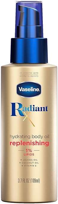 Vaseline Radiant X Replenishing and Hydrating Body Oil with 1% Lipids, Jojoba Oil, Coconut Oil, & Vitamin E 3.7 oz - Image 1