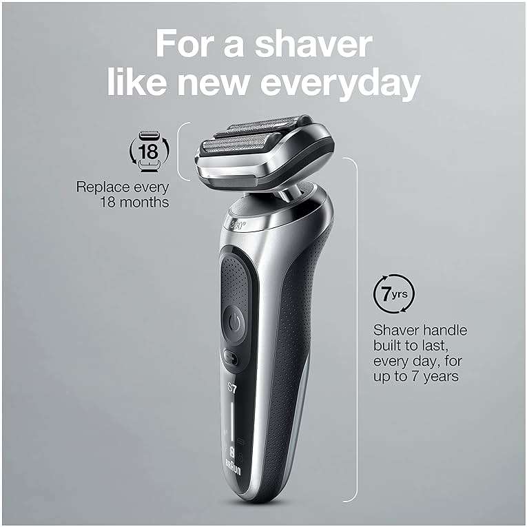 Braun Series 7 7032cs Flex Electric Razor for Men, Wet & Dry, Electric Razor, Rechargeable, Cordless Foil Shaver with Beard Trimmer and Charging Stand, Silver - Image 9