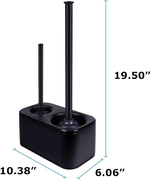 Blue Donuts Toilet Brush and Plunger Set with Holder, Sleek Minimalist Modern Black Bathroom Accessories Toilet Plunger and Toilet Bowl Brush Combo - Image 3