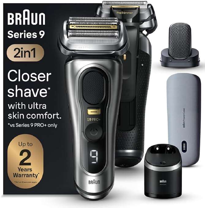 Braun Series 9 PRO+ Electric Shaver, Shaving Kit with 5 Pro Shave Elements and ProComfort Head, SmartCare Center - Image 1