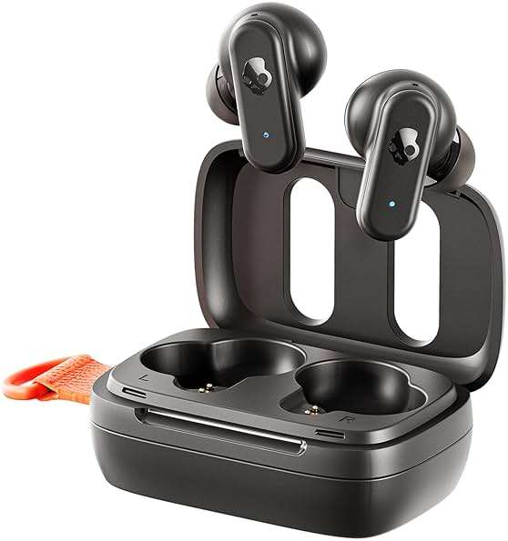 Skullcandy Dime 3 Wireless Earbuds, Bluetooth Headphones, Noise Isolating Fit, Up to 20 Hours Battery, Microphone for iPhone Android, Easy Carry with Integrated Lanyard - True Black - Image 1