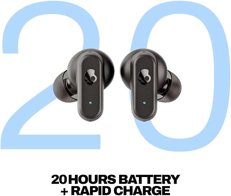 Skullcandy Dime 3 Wireless Earbuds, Bluetooth Headphones, Noise Isolating Fit, Up to 20 Hours Battery, Microphone for iPhone Android, Easy Carry with Integrated Lanyard - True Black - Image 2