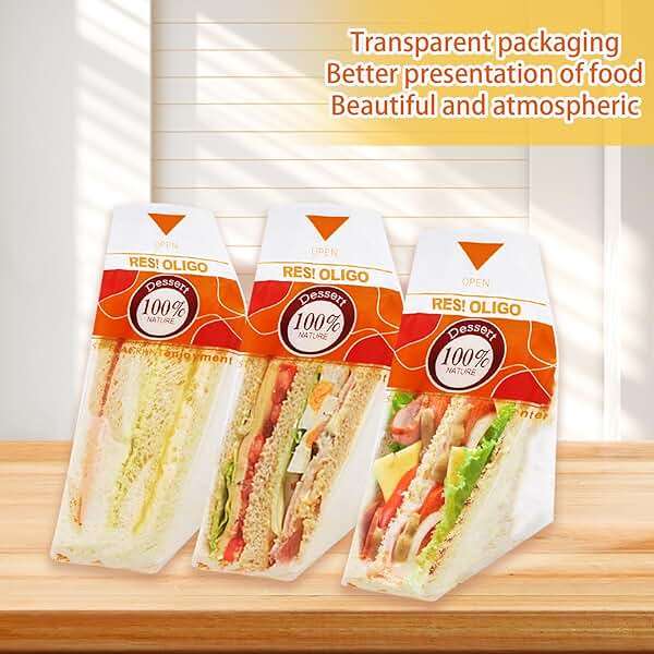 200 Pcs Plastic Sandwich Bags,Collapsible plastic sandwich container,Easy to tear baked packaging (Yellow) - Image 3