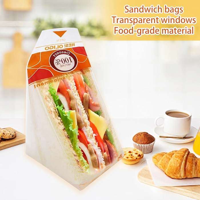 200 Pcs Plastic Sandwich Bags,Collapsible plastic sandwich container,Easy to tear baked packaging (Yellow) - Image 6