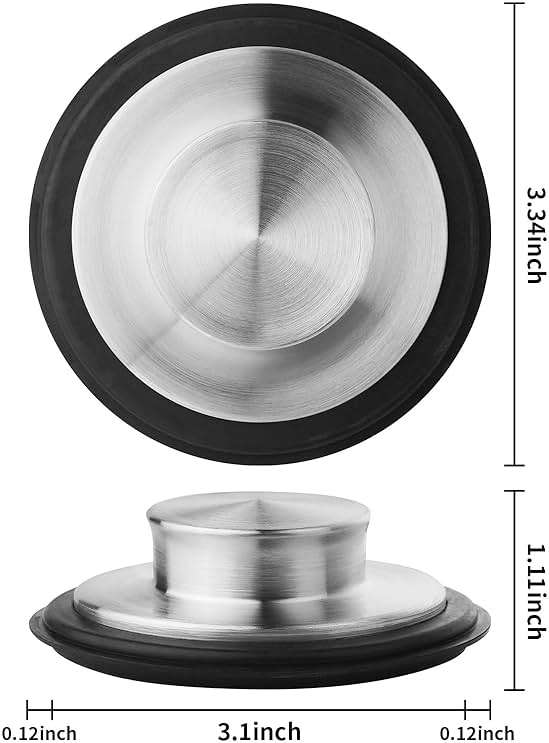 Tifanso Kitchen Sink Drain Stopper Cover, 2PCS Stainless Steel Garbage Disposal Stopper 3.34 Inch Drain Plug, Fits Standard Kitchen Sink Size of 3-1/2 Inch - Image 3