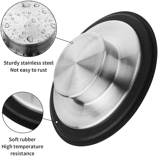 Tifanso Kitchen Sink Drain Stopper Cover, 2PCS Stainless Steel Garbage Disposal Stopper 3.34 Inch Drain Plug, Fits Standard Kitchen Sink Size of 3-1/2 Inch - Image 5