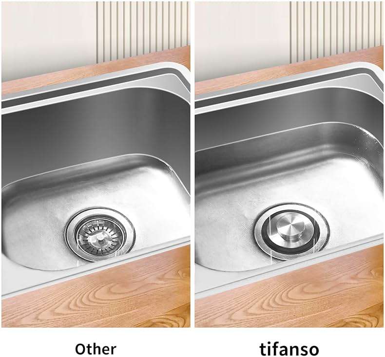 Tifanso Kitchen Sink Drain Stopper Cover, 2PCS Stainless Steel Garbage Disposal Stopper 3.34 Inch Drain Plug, Fits Standard Kitchen Sink Size of 3-1/2 Inch - Image 6