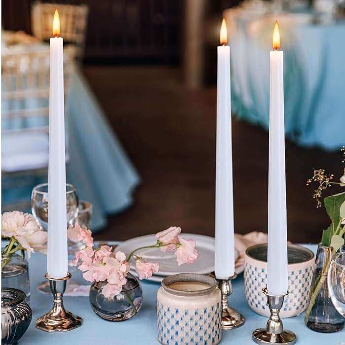 Hausware 36 Pack Taper Candles, 8 Hour Burn Time,Unscented Dripless and Smokeless, 10 inch Elegant Premium Quality Dinner Candle for Home Décor, Restaurant, Wedding, Party Candlesticks (White) - Image 7