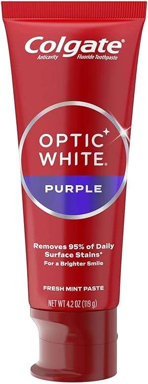 Colgate Optic White Purple Toothpaste for Teeth Whitening, Helps Remove Surface Stains and Polishes Teeth, Enamel-Safe Mint Paste, 4.2 oz - Image 9