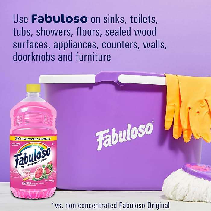 Fabuloso Multi-Purpose Cleaner and Floor Cleaner, 2X Concentrated Formula, Long-Lasting Freshness, Watermelon Scent, 56 fluid ounces - Image 6
