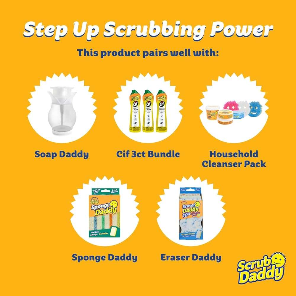 Scrub Daddy 6 Kitchen Sponges & 1 Daddy Caddy Dish Sponge Holder - BPA Free & Made with Polymer Foam - Stain & Odor Resistant, Scratch-Free Multipurpose Scrubbers - Image 7