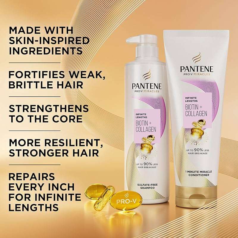 Pantene Pro-V Miracles Infinite Lengths Biotin + Collagen 1 Minute Miracle Conditioner 10.9 FL OZ - Image 2