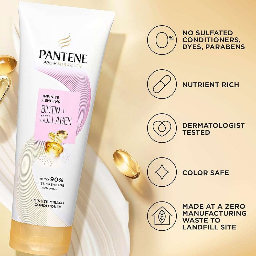 Pantene Pro-V Miracles Infinite Lengths Biotin + Collagen 1 Minute Miracle Conditioner 10.9 FL OZ - Image 5