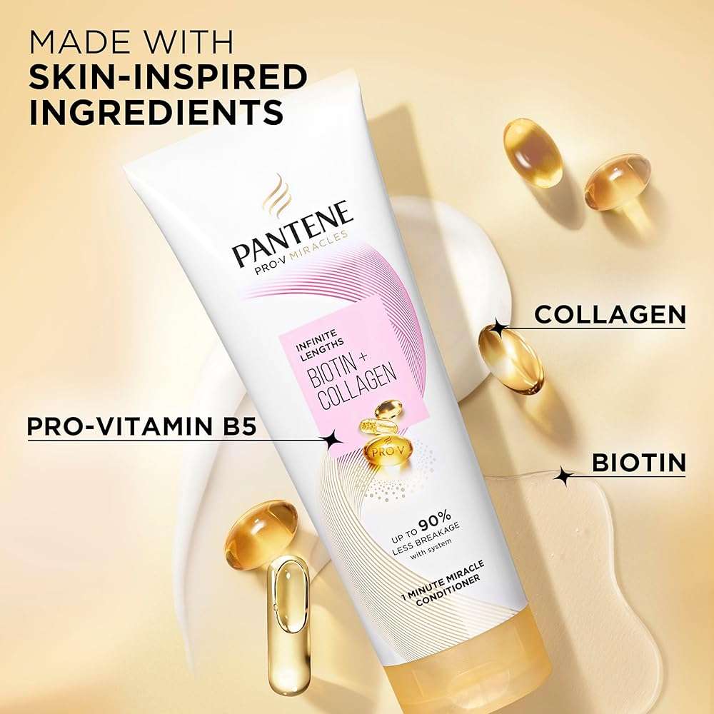 Pantene Pro-V Miracles Infinite Lengths Biotin + Collagen 1 Minute Miracle Conditioner 10.9 FL OZ - Image 6