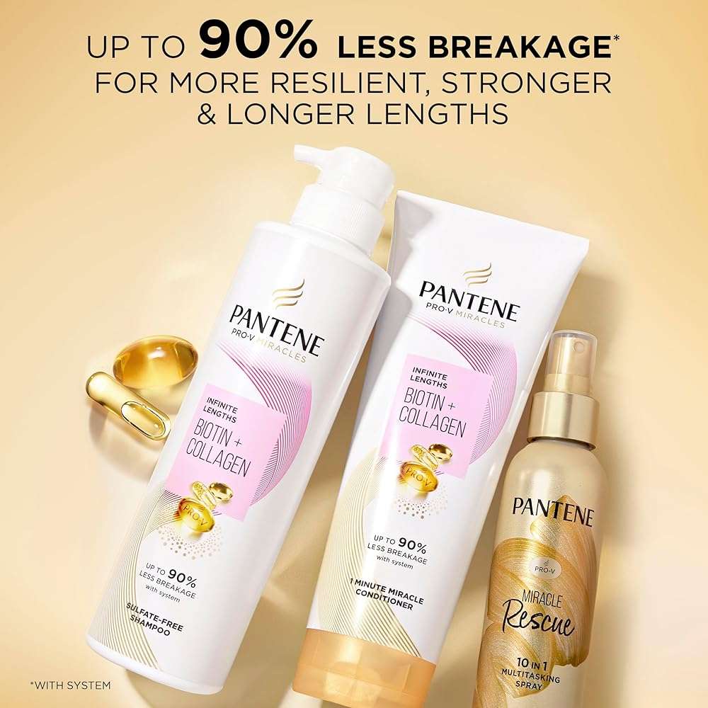 Pantene Pro-V Miracles Infinite Lengths Biotin + Collagen 1 Minute Miracle Conditioner 10.9 FL OZ - Image 9