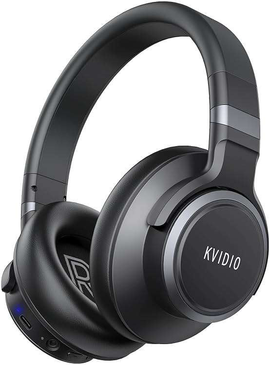 KVIDIO Active Noise Cancelling Headphones, 70 Hours Playtime Bluetooth Headphones Wireless with Microphone, Transparency Mode, Deep Bass and Hi-Fi Stereo Sound Over Ear for Travel Office - Image 1