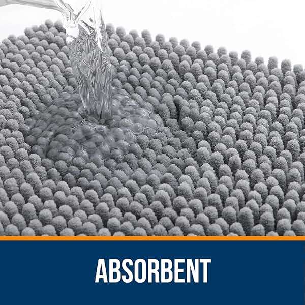 OLANLY Bathroom Rugs 30x20, Extra Soft Absorbent Chenille Bath Rugs, Rubber Backing Quick Dry, Machine Washable Bath Mats for Bathroom Floor, Tub and Shower, Home Decor Accessories, Grey - Image 4