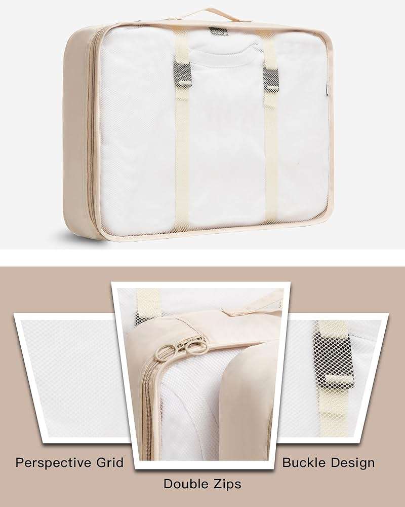 TRAILKICKER 9 Set Packing Cubes for Carry on Suitcase Travel Organizer Bags for Luggage Suitcase Organizer Bags Packing Cube Set for Packing Women Men (Beige) - Image 4