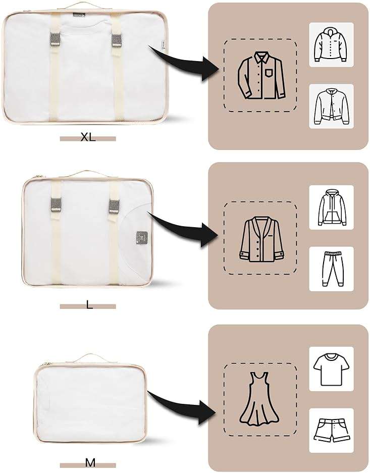 TRAILKICKER 9 Set Packing Cubes for Carry on Suitcase Travel Organizer Bags for Luggage Suitcase Organizer Bags Packing Cube Set for Packing Women Men (Beige) - Image 5