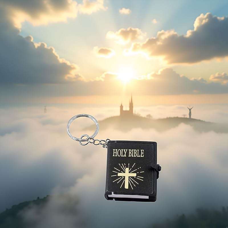 Black Bible Keychain, Sacred Pendant Accessories English Mini Religious Cross Car Key Chain Cross Key Ring Bag Pendant,Clothing, Shoes and Jewelry Automobile Keychains - Image 8