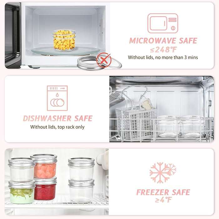 TUZAZO 4 oz Mini Mason Jars with Lids 8 Pack, 4oz Small Glass Mason Canning Jars for Jam Jelly Yogurt Dessert, Shower Wedding Favors Decor - Image 7