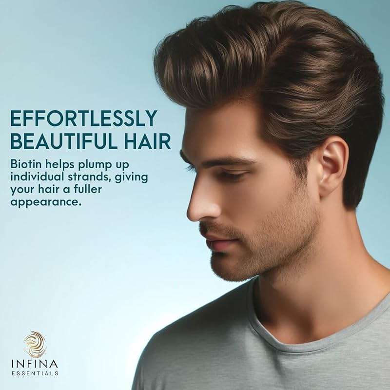 INFINA ESSENTIALS Biotin 2-in-1 Shampoo and Conditioner for Men & Women – Hair Thickening & Strengthening Shampoo with Saw Palmetto, Keratin, Caffeine & Vitamin E – Convenient Daily Use – 16 fl oz - Image 7