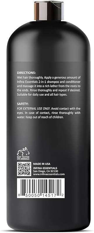 INFINA ESSENTIALS Biotin 2-in-1 Shampoo and Conditioner for Men & Women – Hair Thickening & Strengthening Shampoo with Saw Palmetto, Keratin, Caffeine & Vitamin E – Convenient Daily Use – 16 fl oz - Image 9