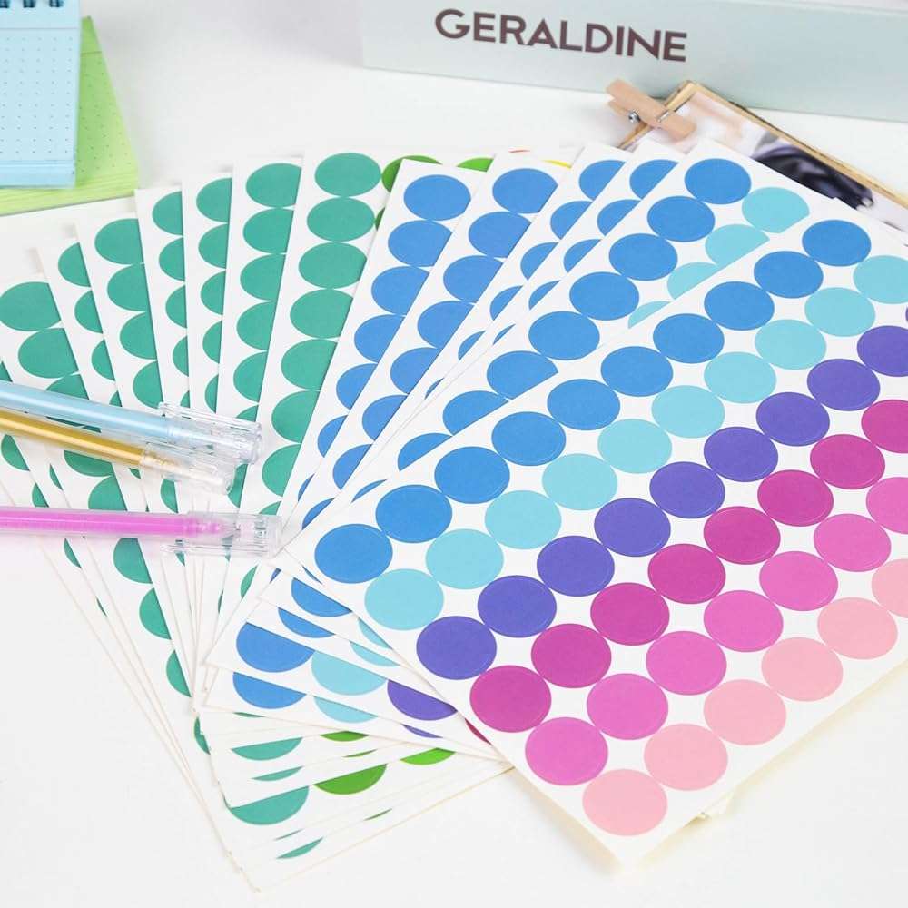 SallyFashion 2160PCS Dot Stickers 3/4 inch Color Coding Labels Round Dot Labels for Kids, 12 Color Polka Circle Label Pricing Stickers for Office Classroom Decor Must Haves, Garage Yard Sales, Papers - Image 6