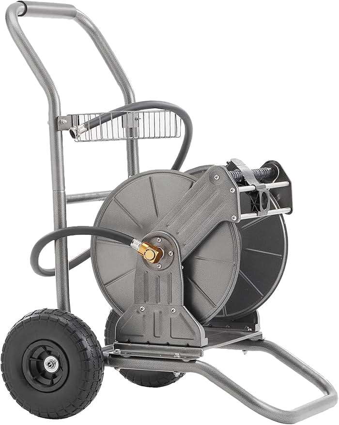 Giraffe Tools Garden Hose Reel Cart with Wheels, Heavy Duty Metal Water Hose Reel Cart, 200 ft of 1/2 Capacity, Mobile Hose Reel Cart for Outside - Image 1