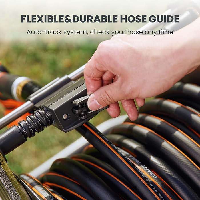 Giraffe Tools Garden Hose Reel Cart with Wheels, Heavy Duty Metal Water Hose Reel Cart, 200 ft of 1/2 Capacity, Mobile Hose Reel Cart for Outside - Image 4