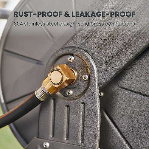 Giraffe Tools Garden Hose Reel Cart with Wheels, Heavy Duty Metal Water Hose Reel Cart, 200 ft of 1/2 Capacity, Mobile Hose Reel Cart for Outside - Image 5
