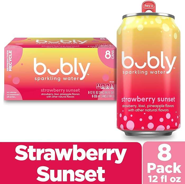 bubly Sparkling Water, Strawberry Sunset, Zero Sugar & Zero Calories, 12 Fl Oz Cans (Pack of 8) - Image 3