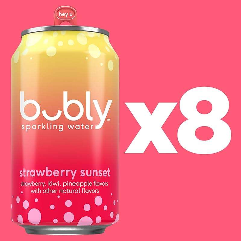 bubly Sparkling Water, Strawberry Sunset, Zero Sugar & Zero Calories, 12 Fl Oz Cans (Pack of 8) - Image 4