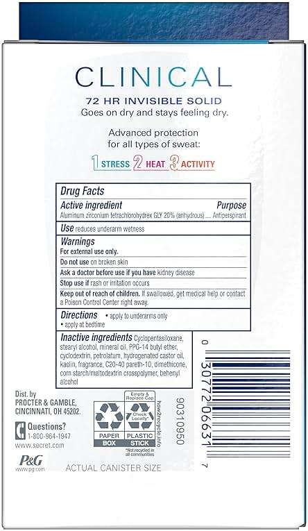 Secret Clinical Strength 100HR Sweat & Odor, Stress Response Invisible Solid Antiperspirant Deodorant for Women, 3X Stress Protection with Hyaluronic Acid, PH Balanced, 1.6 oz (Pack of 2) - Image 14
