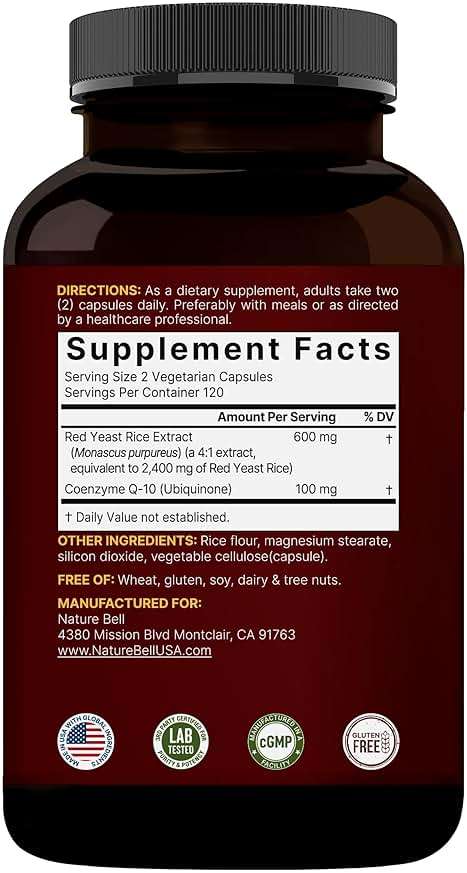 NatureBell Red Yeast Rice with CoQ10-240 Vegetarian Capsules - for Heart Health, Energy Support, Brain Wellness & Antioxidant Support* - Image 7