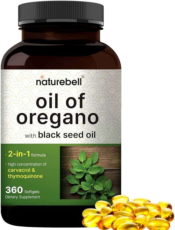 NatureBell Oil of Oregano with Black Seed Oil - 360 Softgels - 2-in-1 Herbal Complex for Immune Health* - Includes Carvacrol, Thymoquinone & Extra Virgin Olive Oil - Non-GMO - Image 1