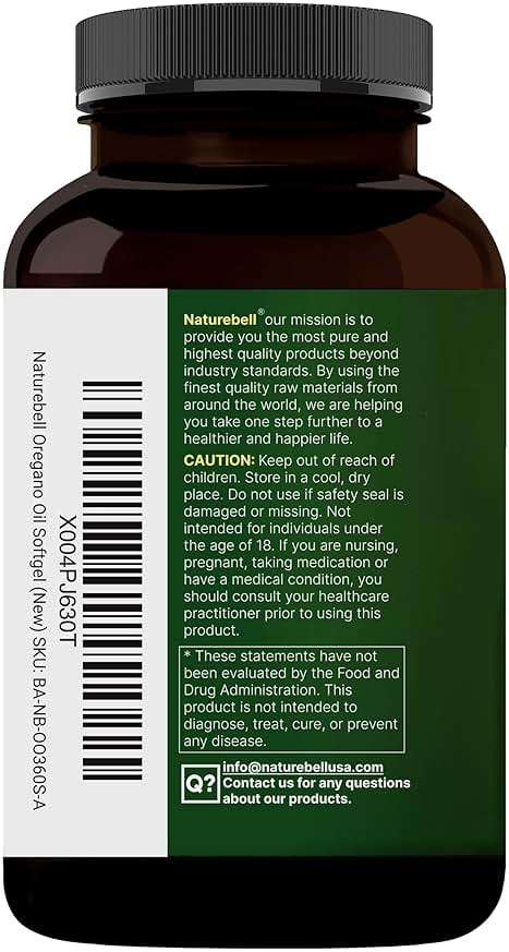 NatureBell Oil of Oregano with Black Seed Oil - 360 Softgels - 2-in-1 Herbal Complex for Immune Health* - Includes Carvacrol, Thymoquinone & Extra Virgin Olive Oil - Non-GMO - Image 8