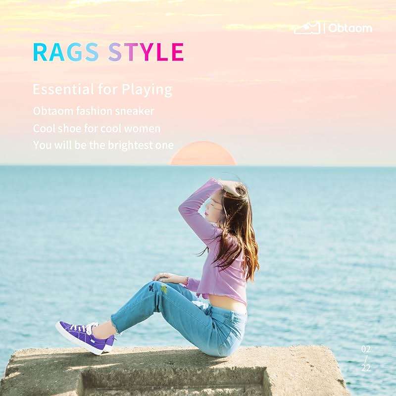Obtaom Women's White Play Fashion Sneakers Cute Lace up Canvas Shoes Low Top Washed Canvas Flat for Lady - Image 6