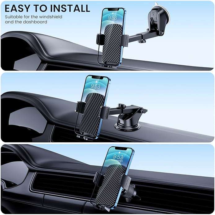 TICILFO Car Phone Holder [Military-Grade Suction] Phone Stand for Car [Super Stable] Automobile Car Mount for iPhone Universal Accessories Air Vent Dashboard Windshield Mount Fit Vehicle Accessories - Image 2