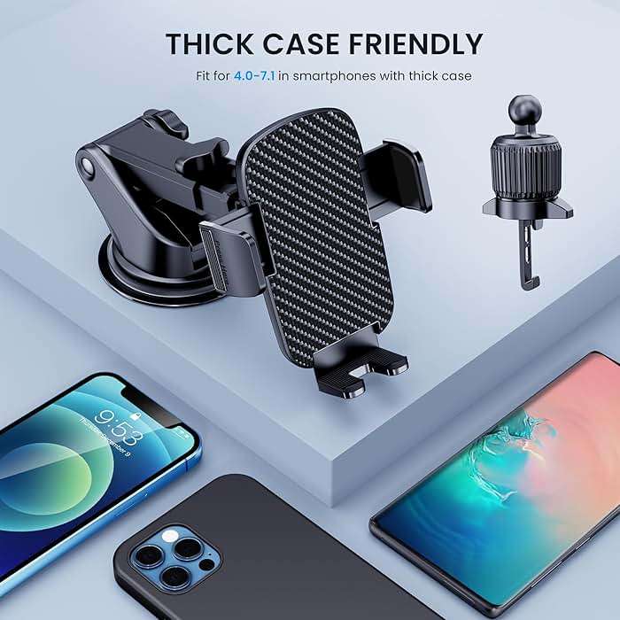 TICILFO Car Phone Holder [Military-Grade Suction] Phone Stand for Car [Super Stable] Automobile Car Mount for iPhone Universal Accessories Air Vent Dashboard Windshield Mount Fit Vehicle Accessories - Image 7