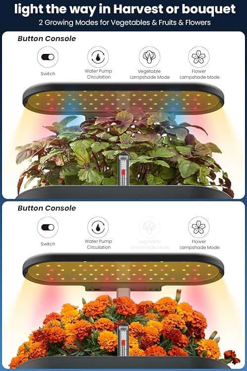 inbloom 12 Pods Hydroponics Growing System Kit, Herb Garden Planter Indoor Kit, Indoor Gardening Hydroponics Growing System with Pods, 4.2L Water Pump, Height Adjustable, Gifts for Woman, Black - Image 5