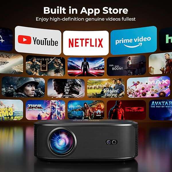 4K Projector with WiFi and Bluetooth - 3000 ANSI Lumens, ELEPHAS Outdoor Movie Projector Compatible with NETFLIX/Prime Video/YouTube, Smart Projector for HDMI/USB/iOS/Android, Portable Home Cinema - Image 3