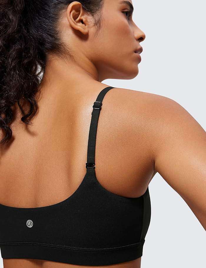 CRZ YOGA Butterluxe Adjustable Spaghetti Strap Sports Bras for Women - Scoop Neck Wireless Padded Yoga Workout Crop Top - Image 5