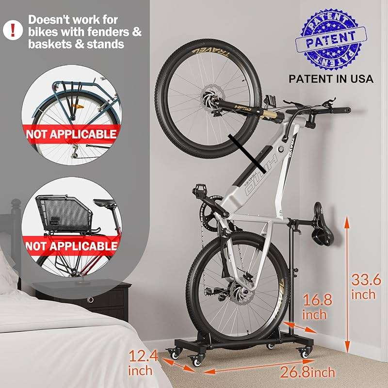 Sttoraboks Vertical Bike Stand, Freestanding Bike Rack Garage Storage Upright Bicycle Floor Stand Indoor Bike Holder with Adjustable Height for Garage & Apartment - for Wheels Sizes up to 29” - Image 2